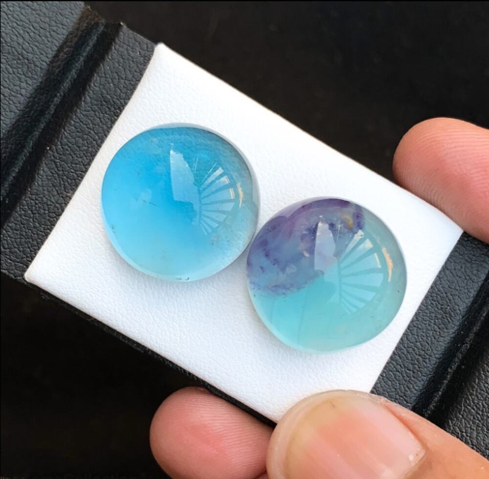 Stunning 61.75 carat Fluorite Cabochon Pair!!